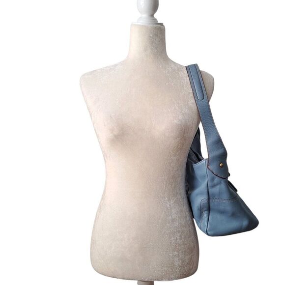 Franklin Covey Women's Blue Leather Shoulder Purse Bag Multi Pockets Medium - Picture 4 of 8